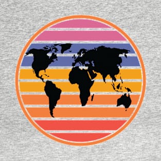 Earth Day Retro Vintage Planet Orange Outline April 22 T-Shirt